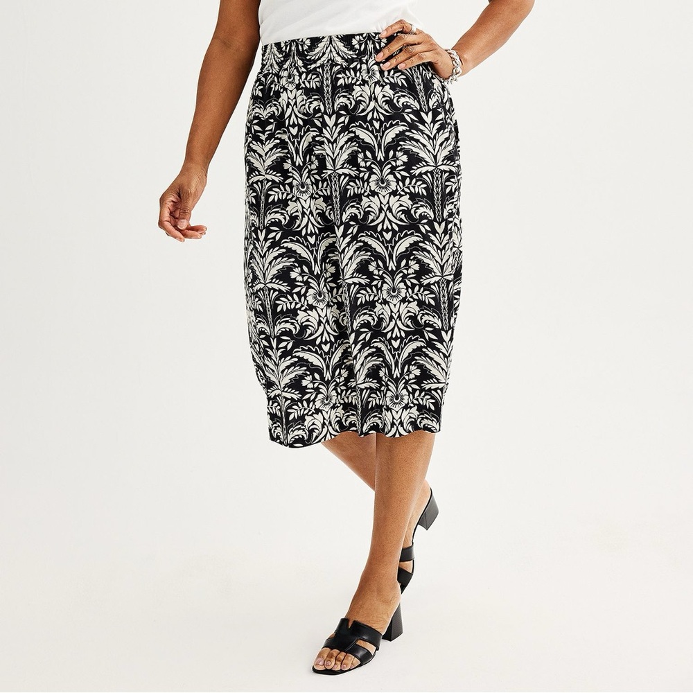 Croft & Barrow Black and white Midi Skirt, Rayon